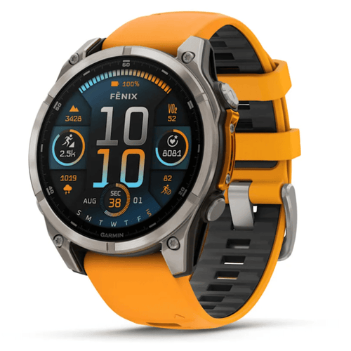 Smartwatch Garmin Fenix 8, 47 mm, AMOLED, üveg, rozsdamentes acél, Slate Gray, fekete szilikon szíj