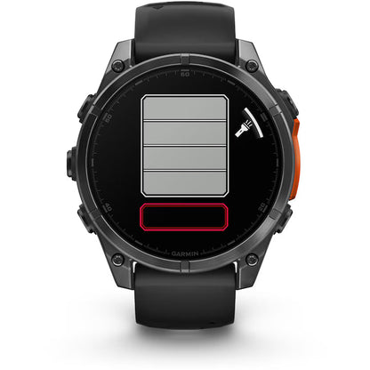 Smartwatch Garmin Fenix 8, 47 mm, AMOLED, üveg, rozsdamentes acél, Slate Gray, fekete szilikon szíj